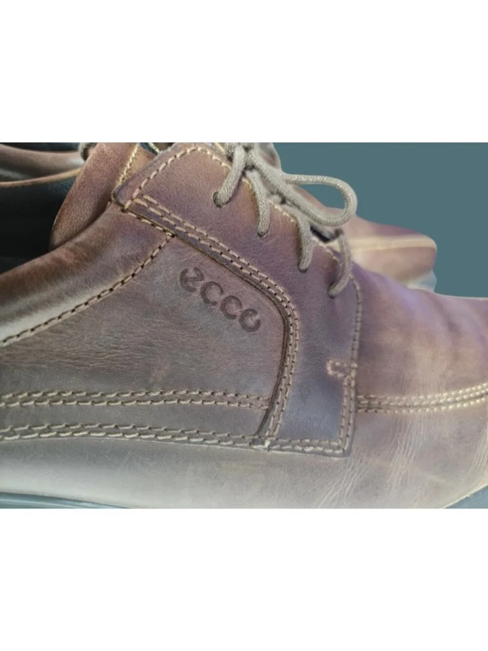 Ecco Brown Leather Bike Toe Lace Oxford Comfort Shoe Men EU 46  US 12/12.5
